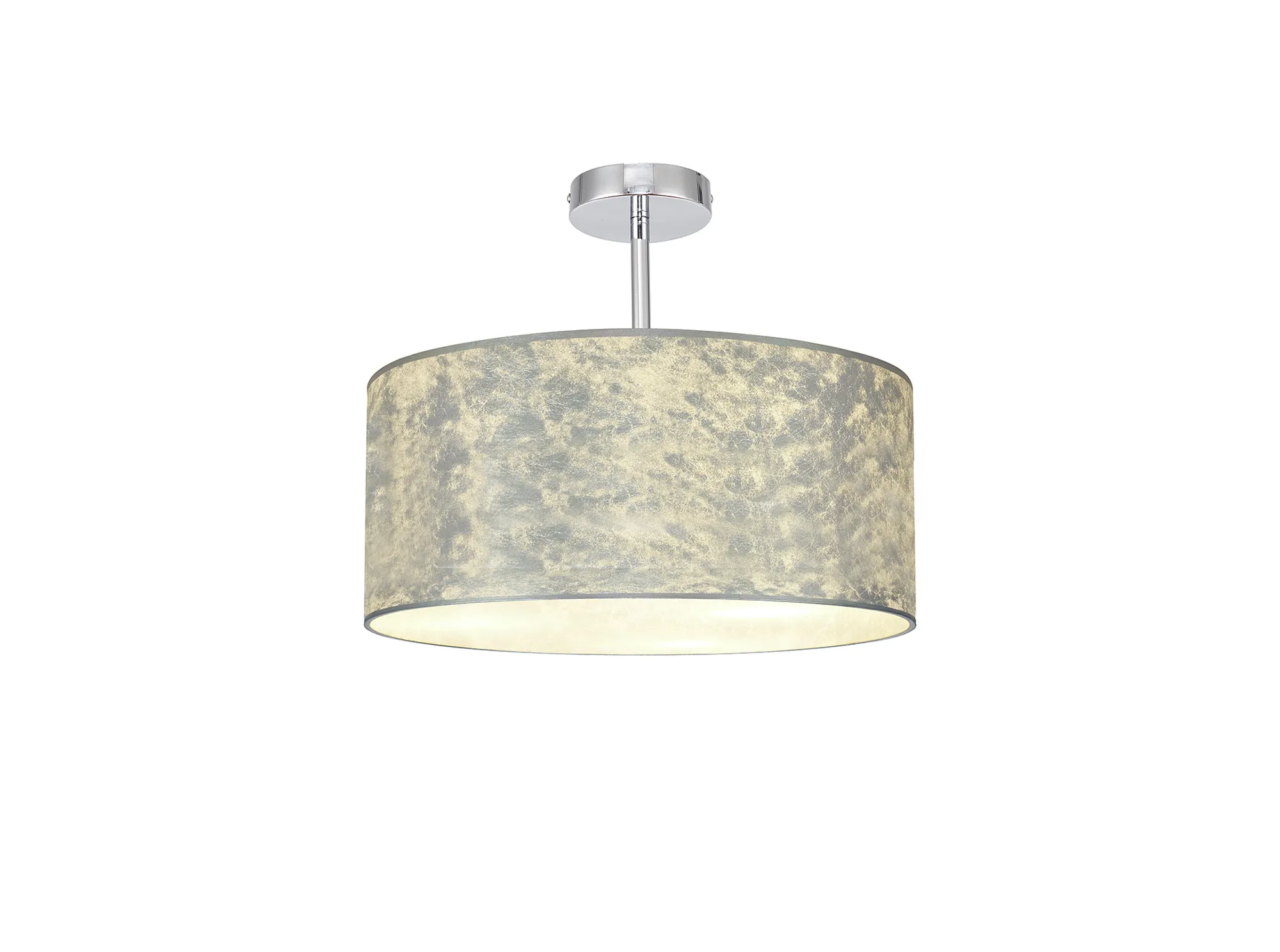 DK0783  Baymont 40cm Semi Flush 1 Light Polished Chrome; Silver Leaf